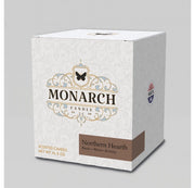 Monarch Candle box with "Northern Hearth" scent label.